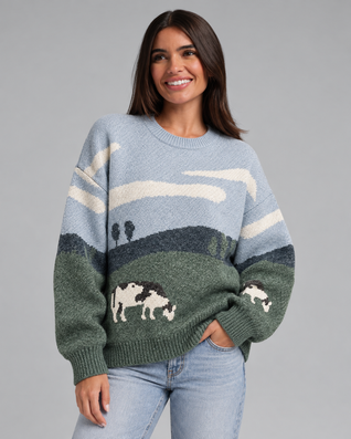 Oversized Graphic Knit Sweater