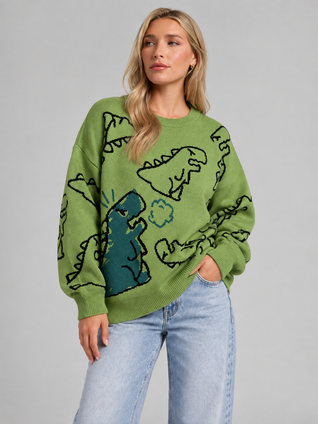 Oversized Graphic Knit Sweater