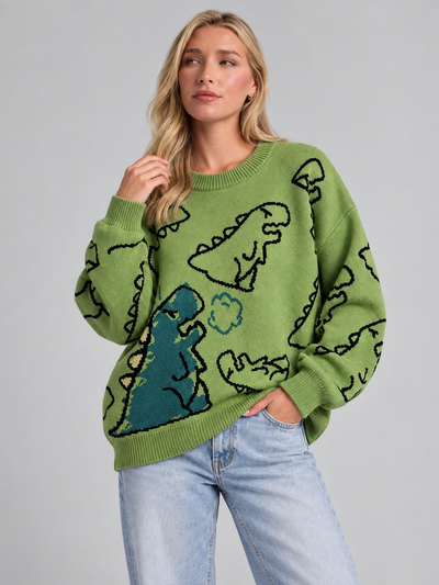 Oversized Graphic Knit Sweater
