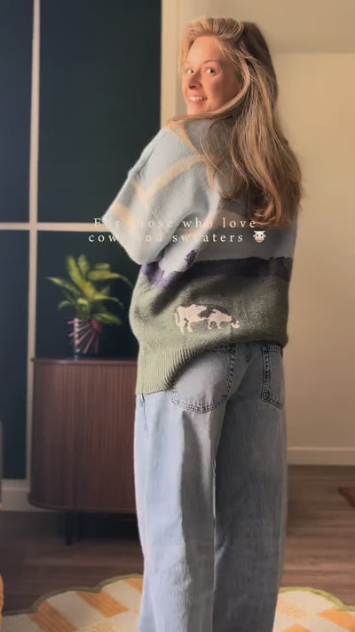 Oversized Graphic Knit Sweater
